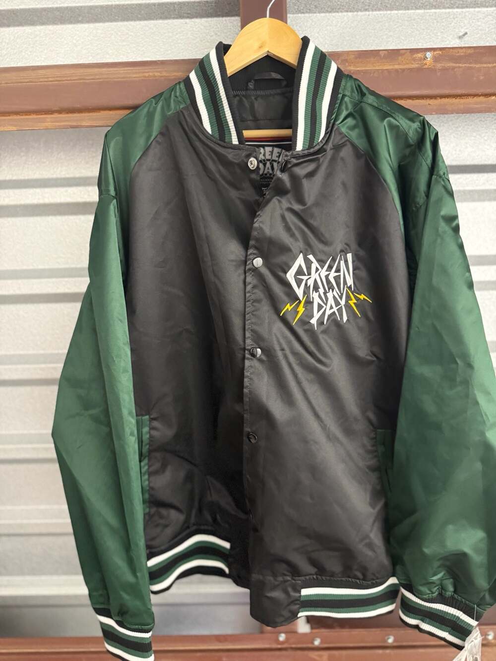 Green Day Franchise Club Satin Varsity Jacket with Lightning Logo